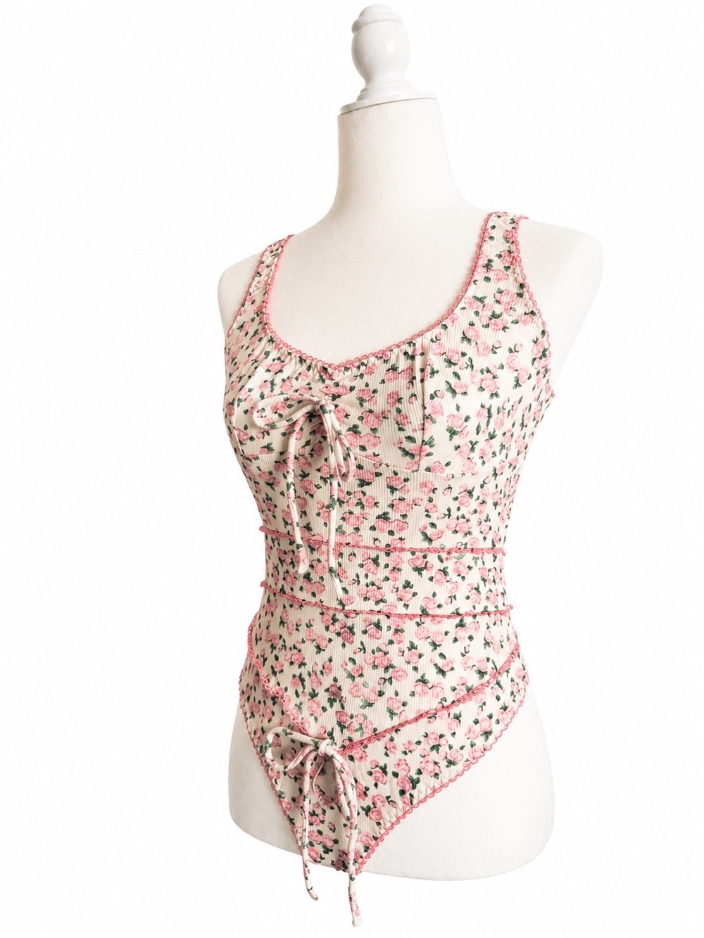 NWT Missguided Floral Ribbed Bodysuit- S - Picture 3 of 5